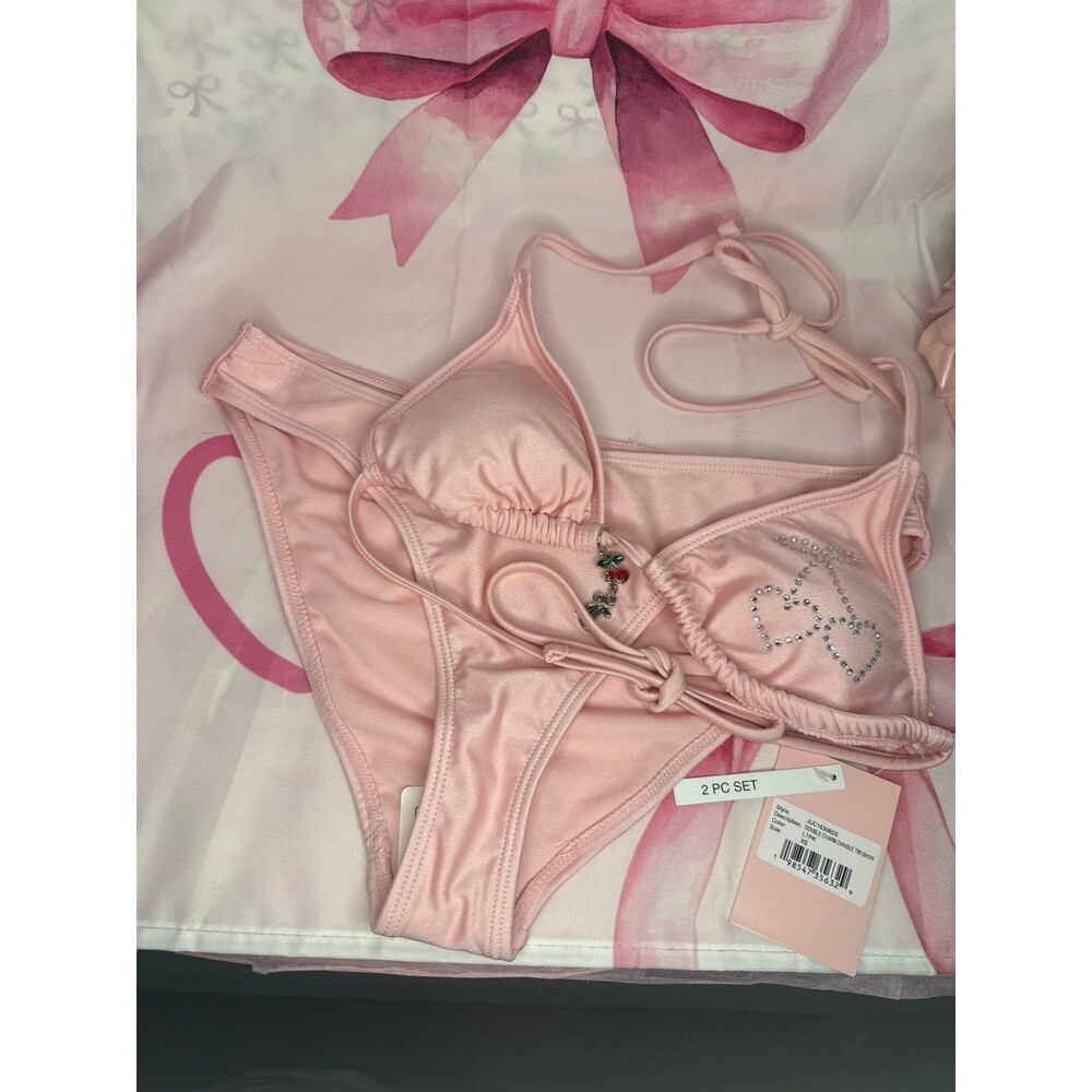Juicy Couture Pink Cherry Bikini Swimsuit, X-Small